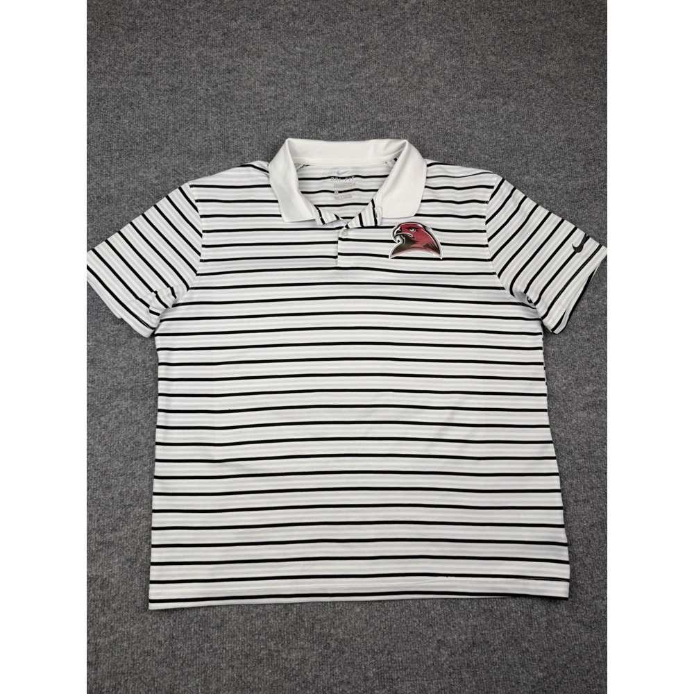 Nike Red Hawks Indiana University Dri-FIT Striped Polo Shirt White Black Men's L